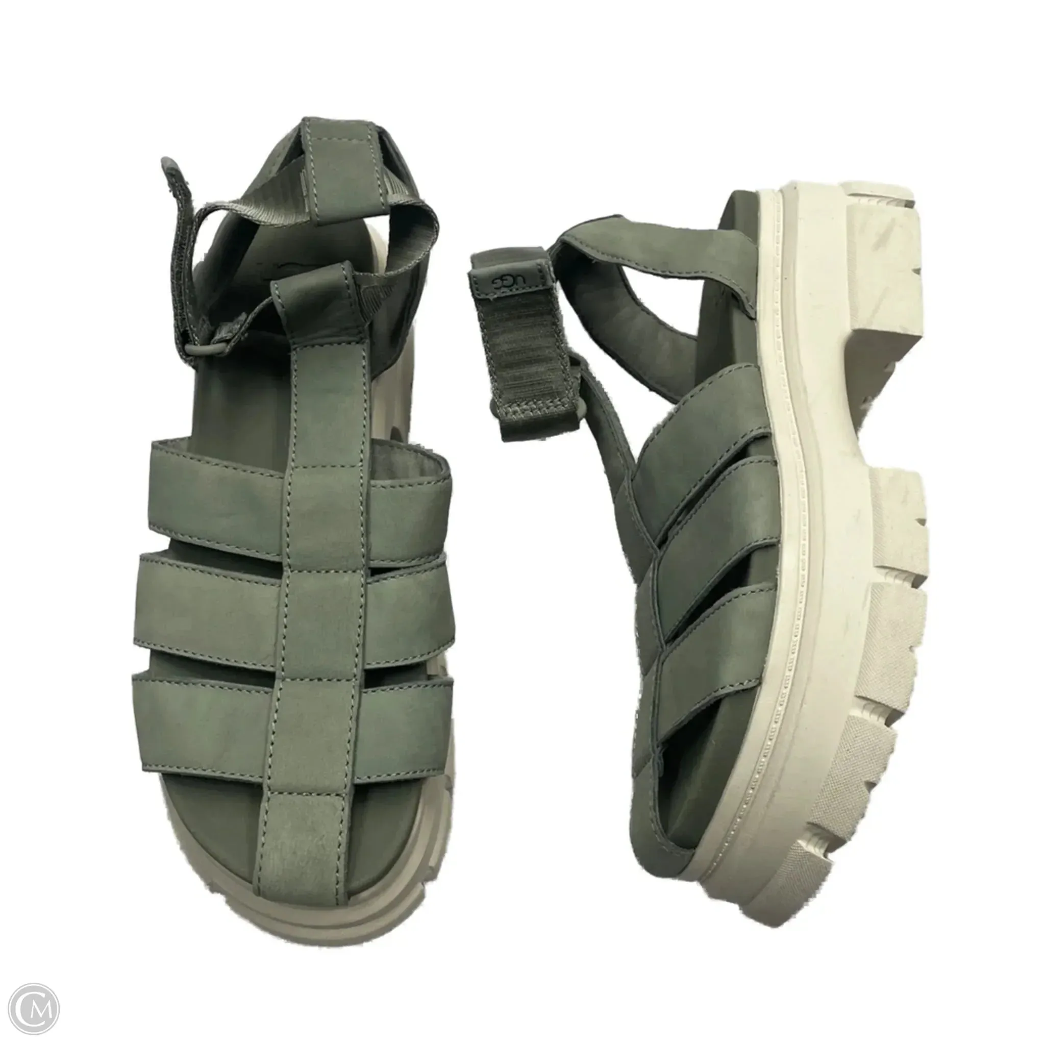Compression Molding Sandals Designer By Ugg In Green, Size: 8.5