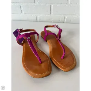 Sandals Designer By Ugg In Purple & Tan, Size: 8 Feather Light City Adventure Toe Guard