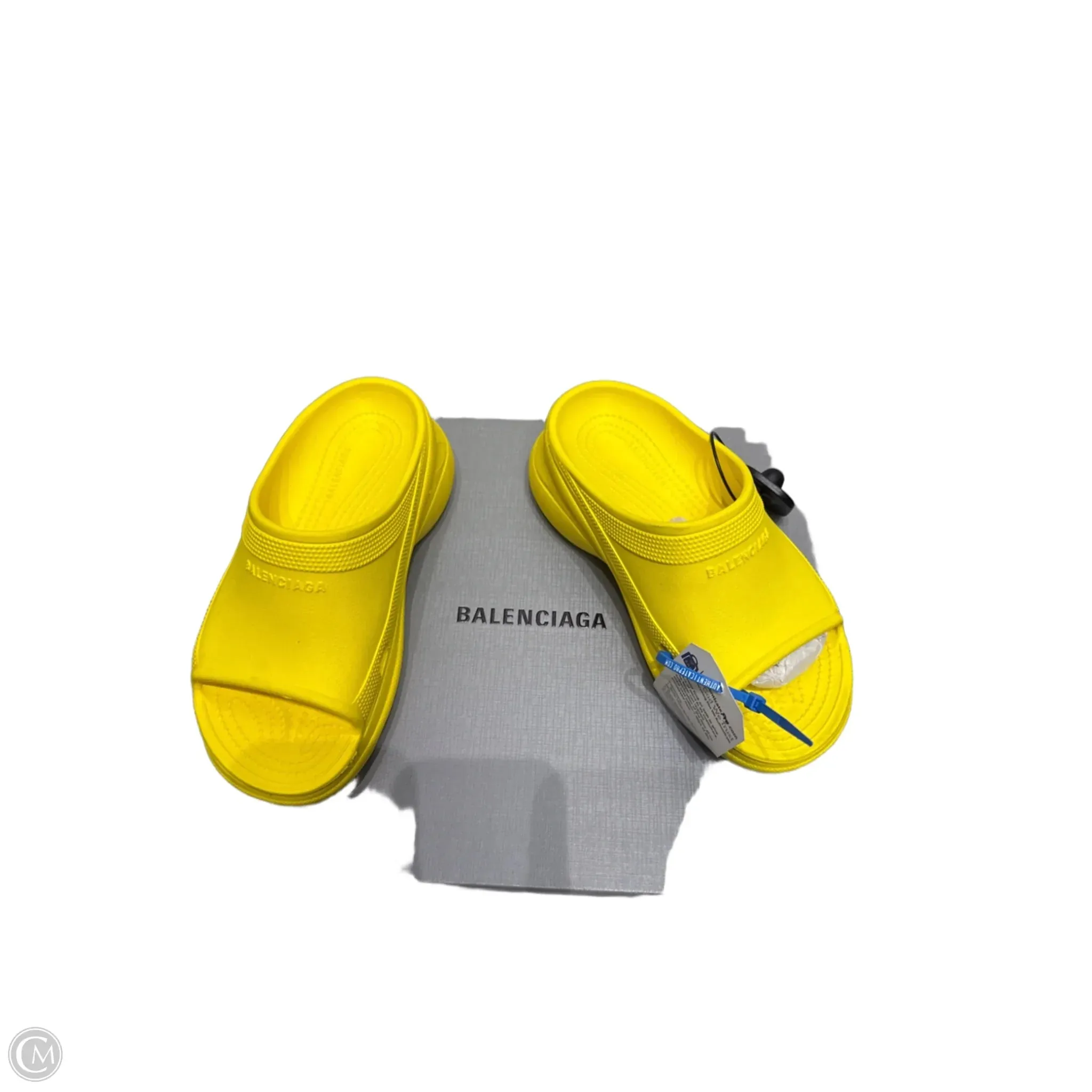 Foam Lining Standing Workers Smart Fit Sandals Luxury Designer By Balenciaga In Yellow, Size: 5