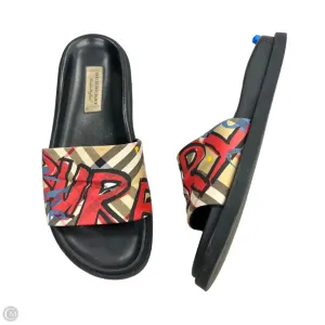 Sandals Luxury Designer By Burberry In Black & Red, Size: 6.5 Elastic Sweat Resistant Indoor Fitness