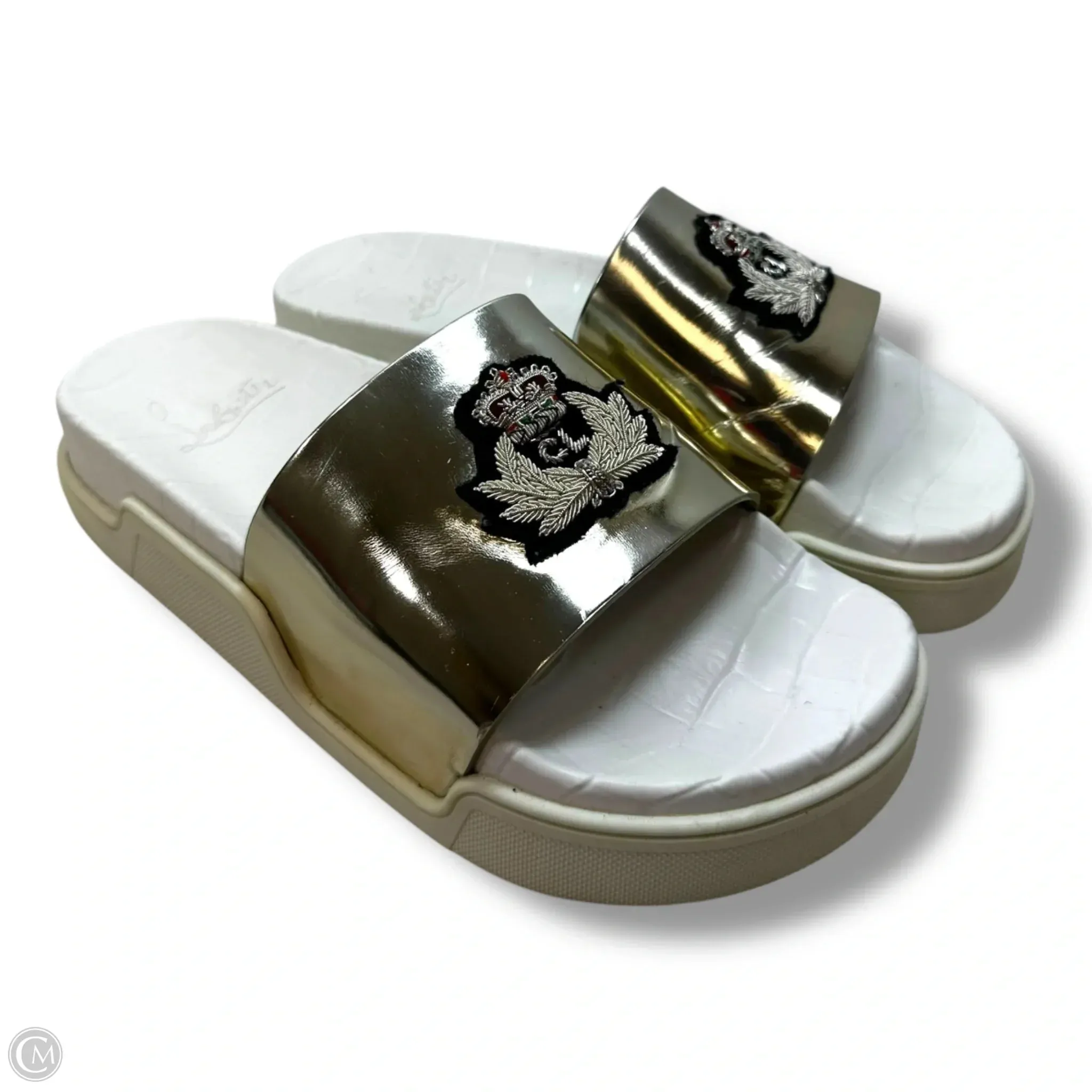 Sandals Luxury Designer By Christian Louboutin In White, Size: 39.5 Old School