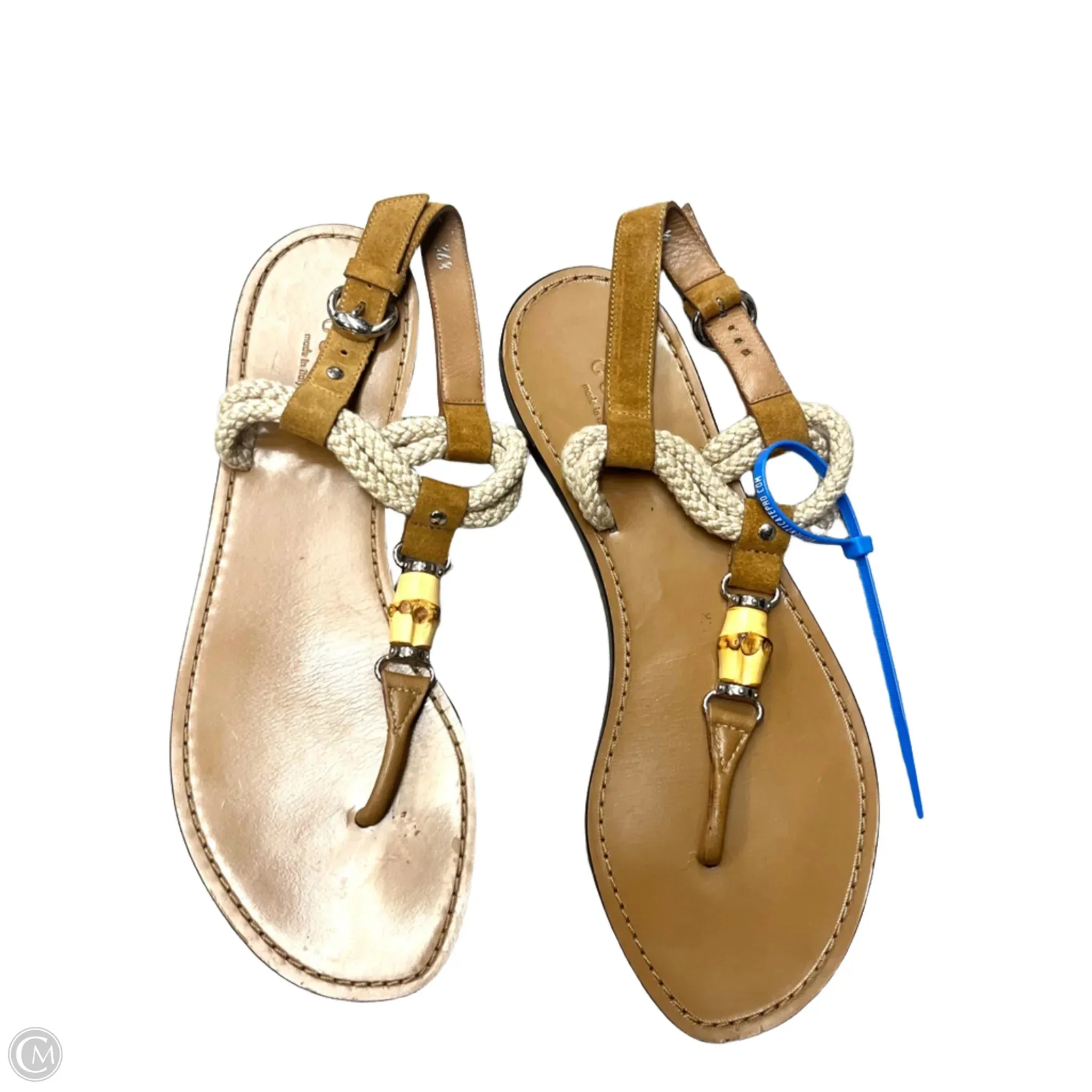 Sandals Luxury Designer By Gucci In Brown, Size: 6 Pose Ready Silver Shine