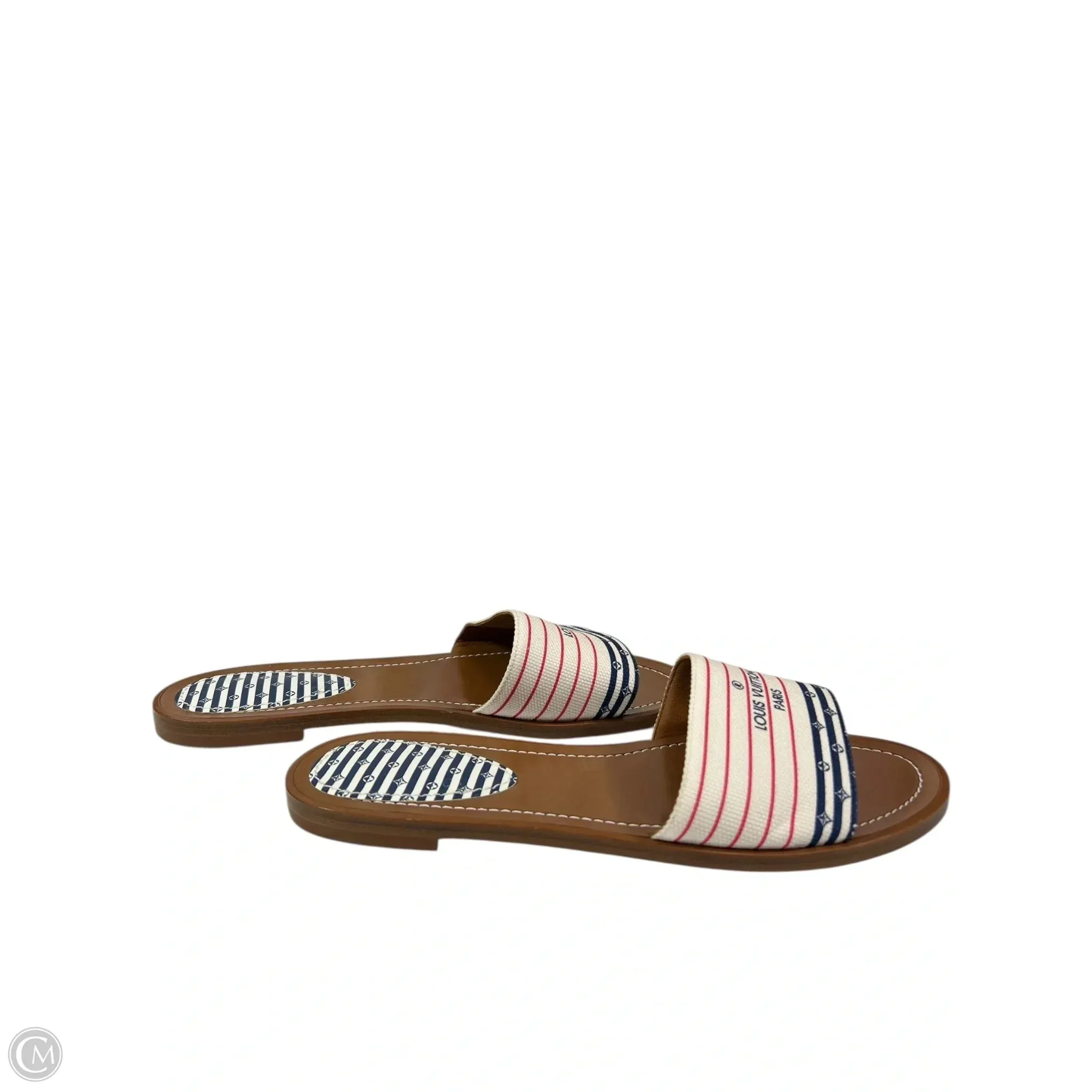 Hill Tough forest walk Sandals Luxury Designer By Louis Vuitton In Blue & Red & White, Size: 7