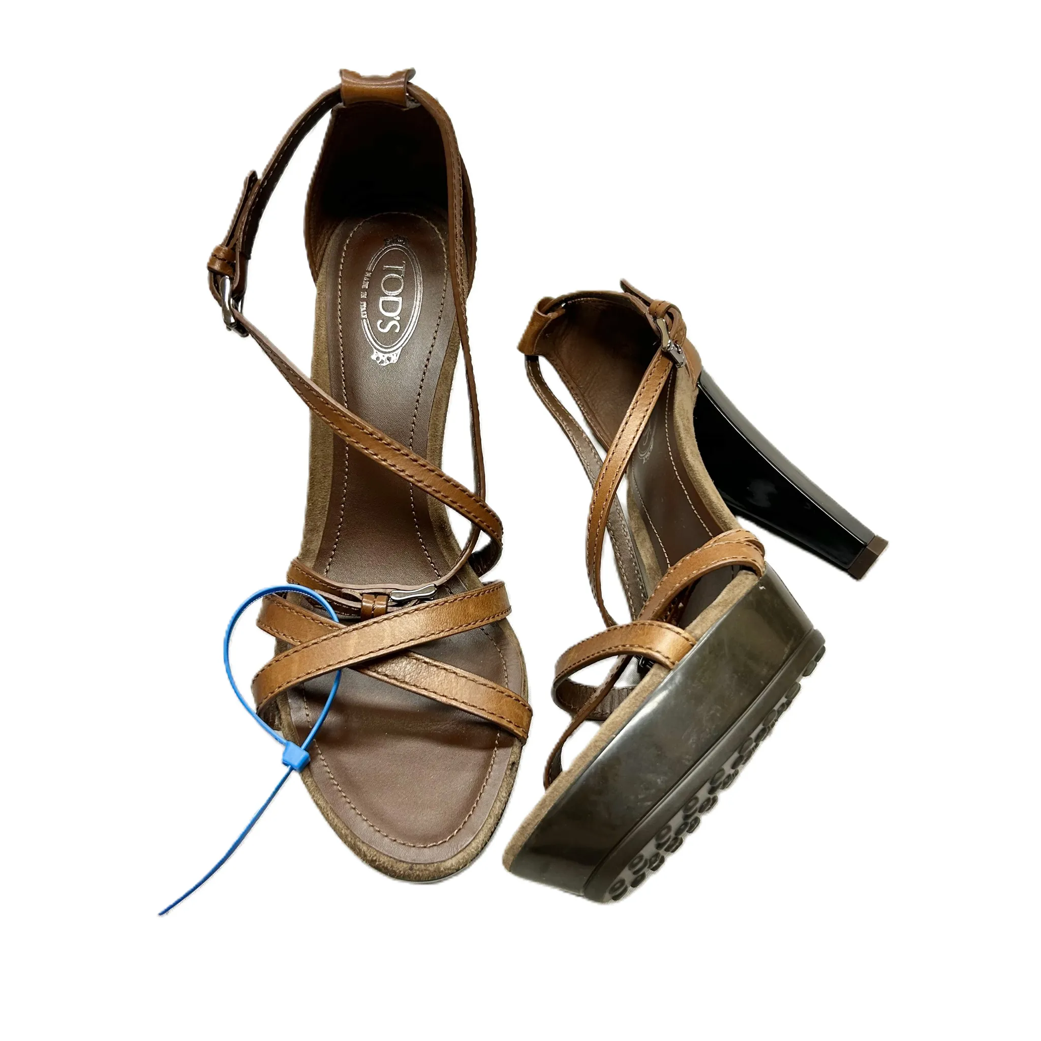 Comfort Tongue Planet Mood Sandals Luxury Designer By Tods In Brown, Size: 7.5