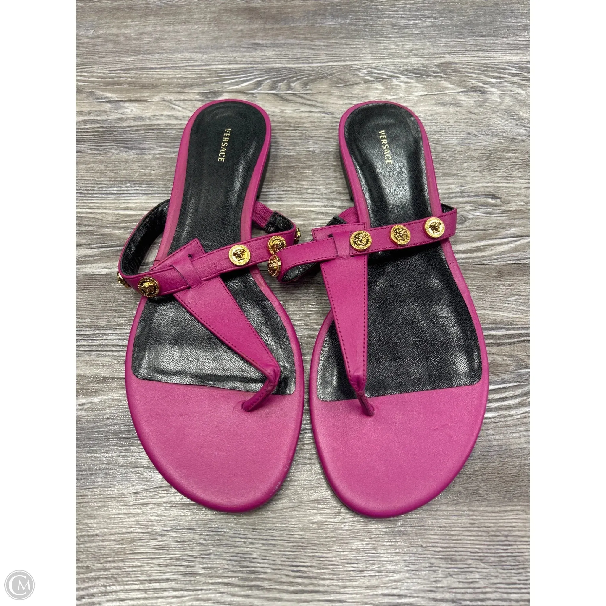 Multi Density Foam Sandals Luxury Designer By Versace In Purple, Size: 10