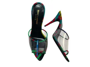 Non Slip Standing Workers Pressure Dispersing Insole Sandals Luxury Designer By Yves Saint Laurent In Black, Size: 6.5