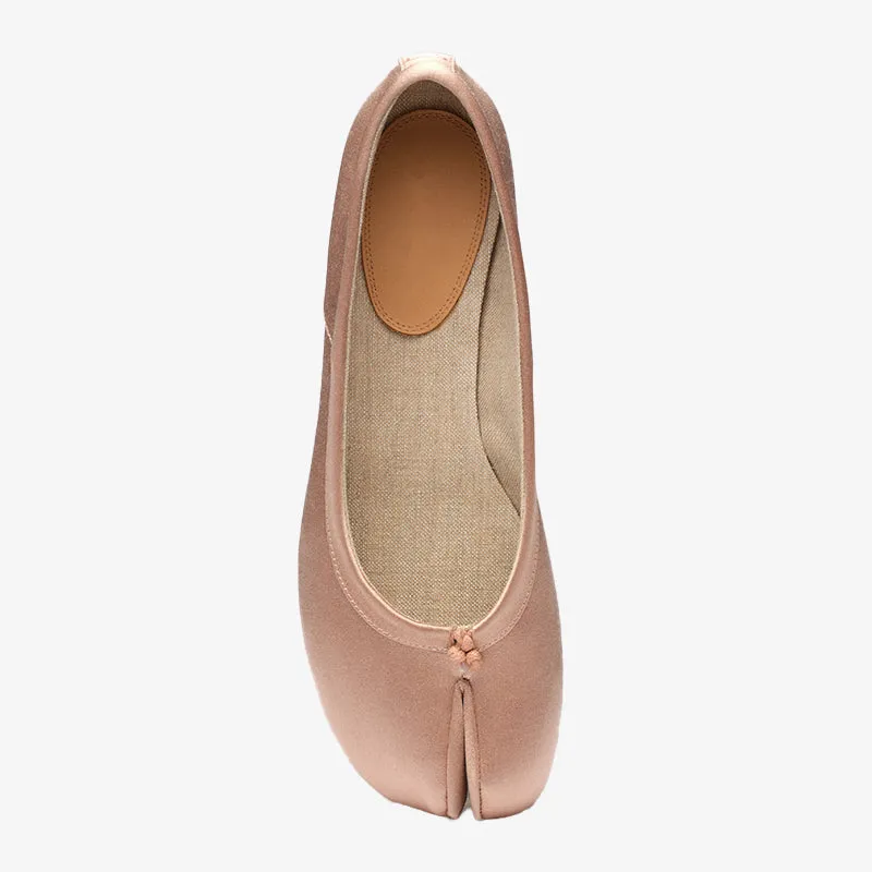 Satin Tabi Ballerinas with Bow Detail