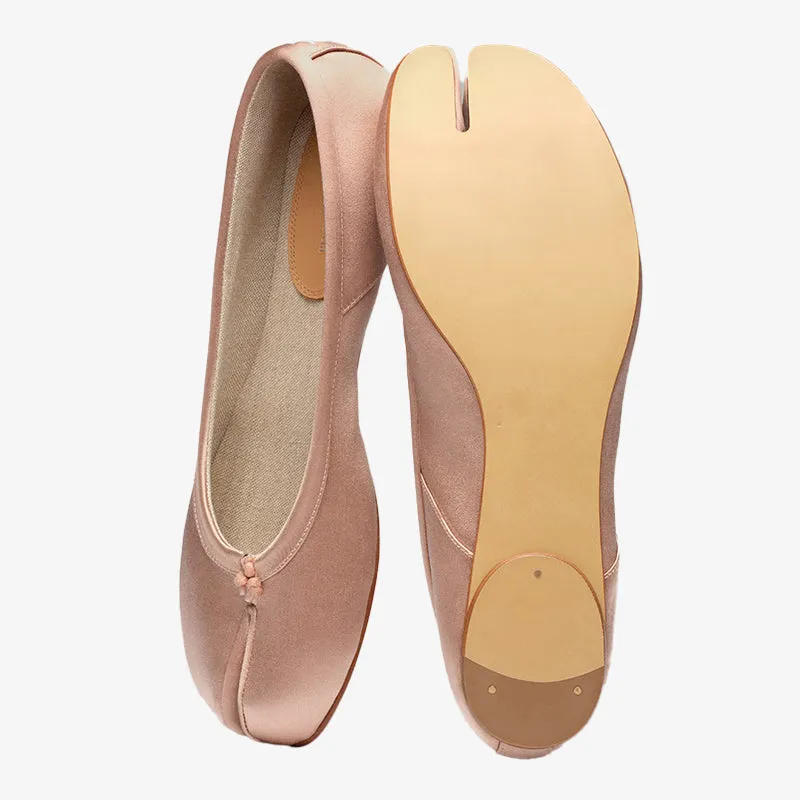 Satin Tabi Ballerinas with Bow Detail