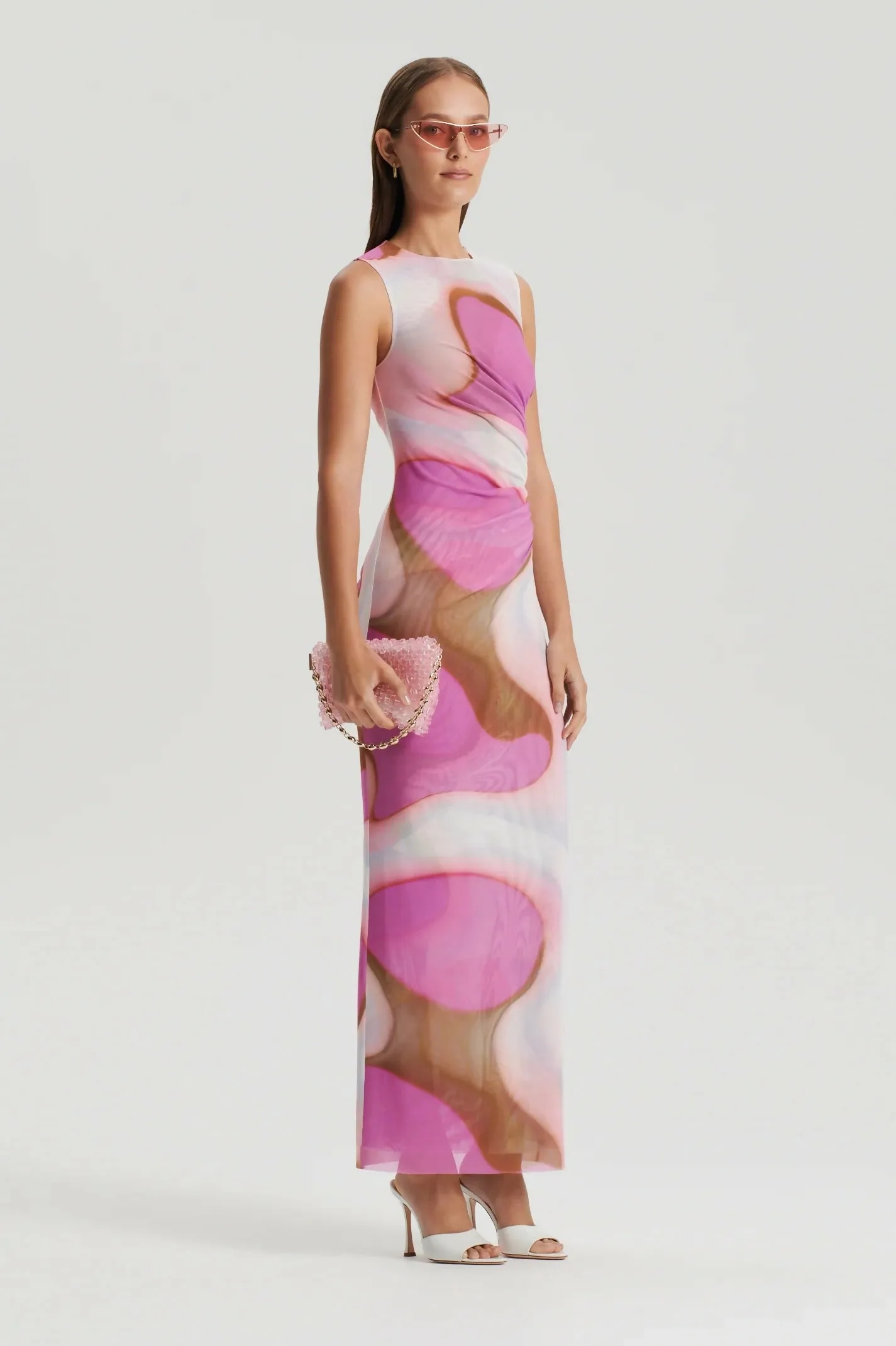 Scanlan Theodore Italian Watercolour Dress in Pink/Tan Size 6, 10