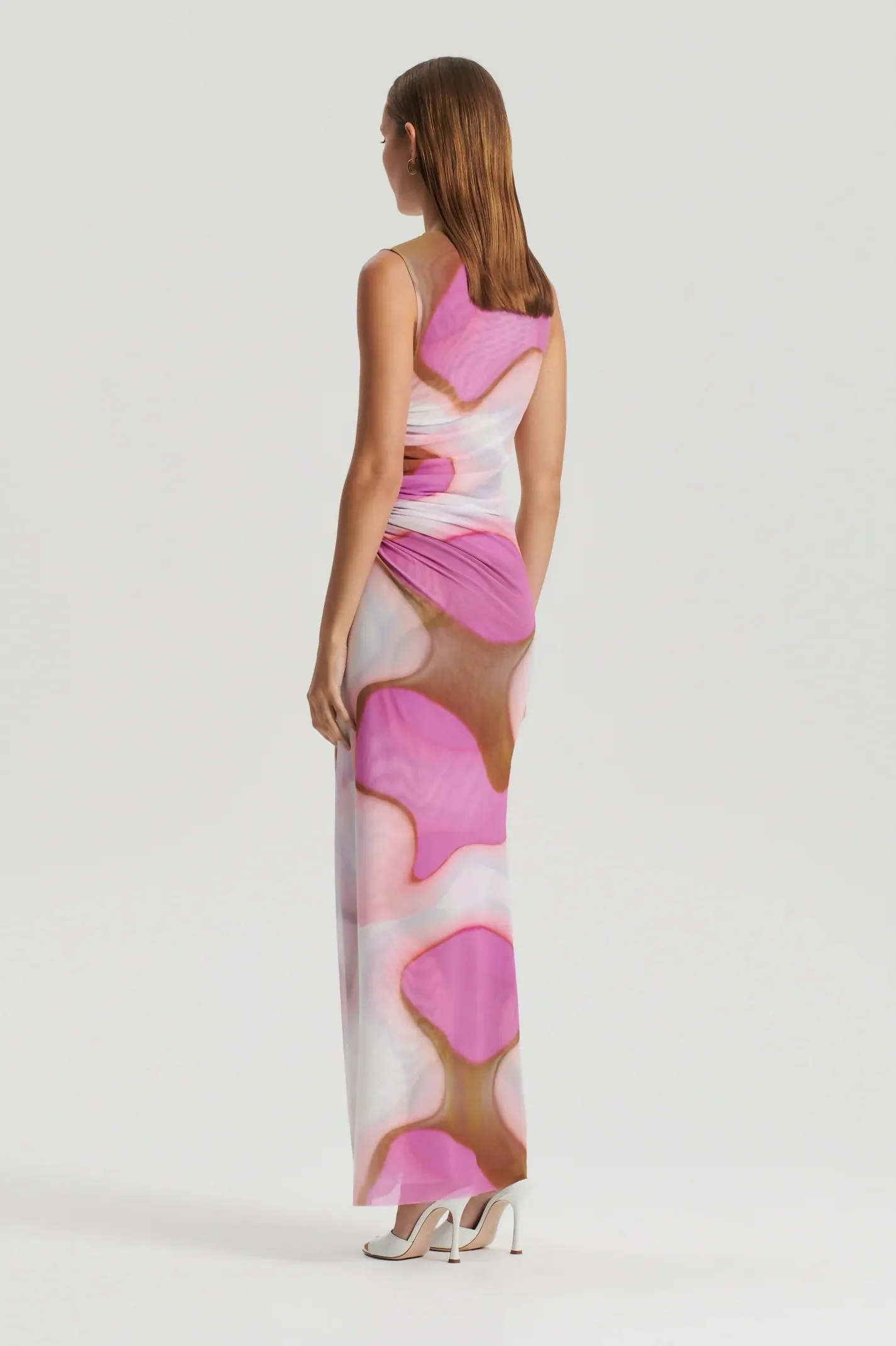 Scanlan Theodore Italian Watercolour Dress in Pink/Tan Size 6, 10