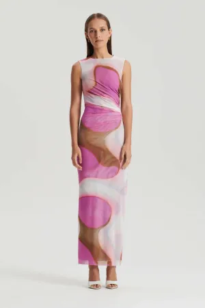 Scanlan Theodore Italian Watercolour Dress in Pink/Tan Size 6, 10