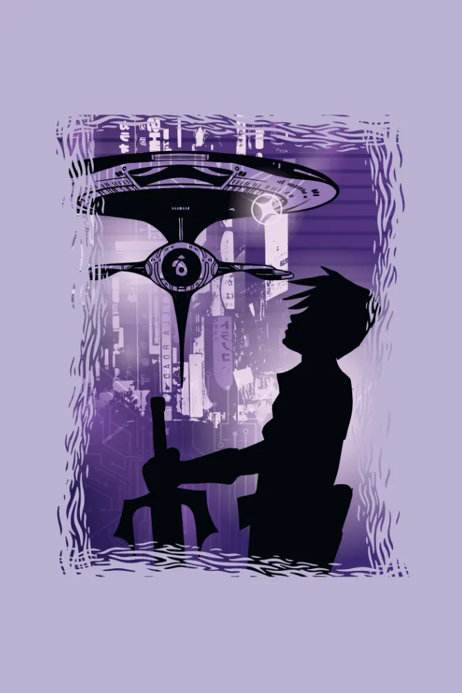Sci Fi Anime Printed Oversized T-shirt for Men
