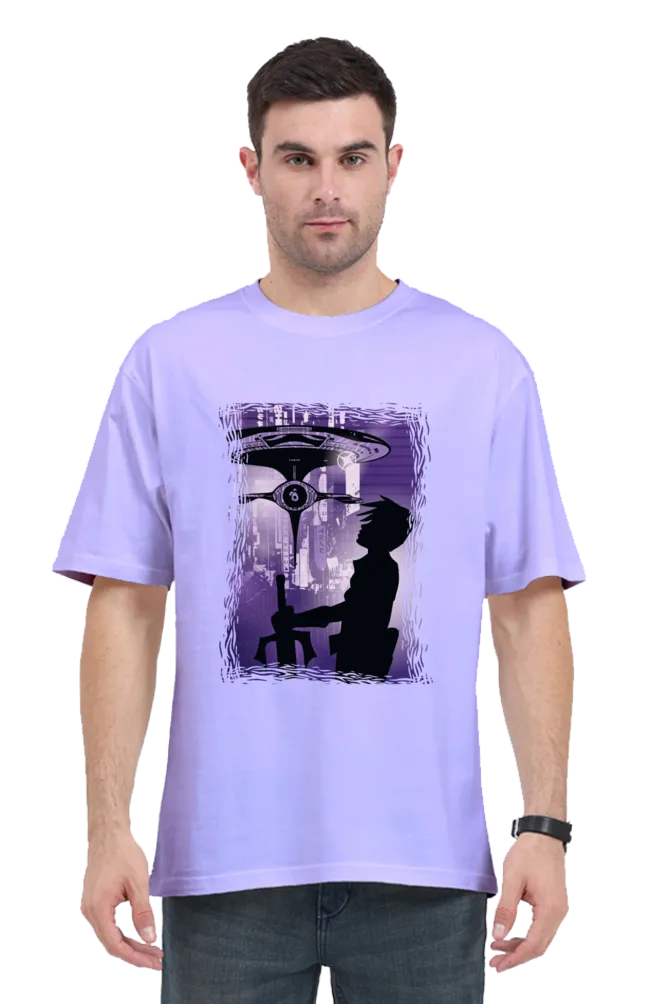 Sci Fi Anime Printed Oversized T-shirt for Men