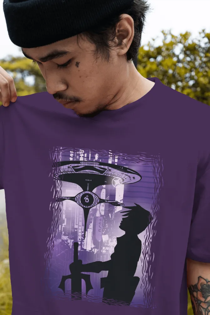 Sci Fi Anime Printed Oversized T-shirt for Men