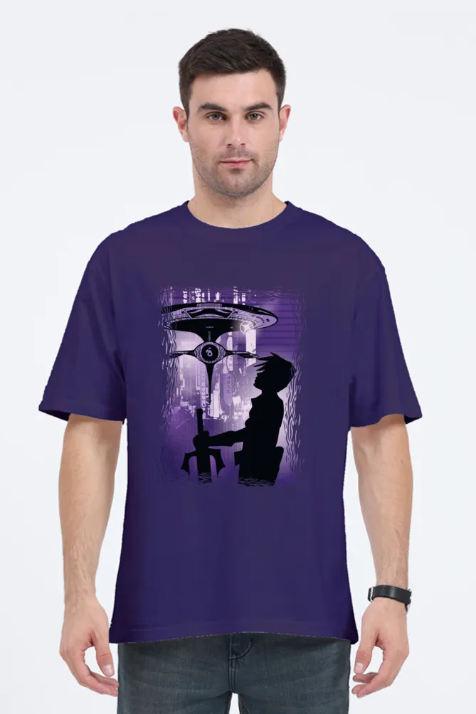 Sci Fi Anime Printed Oversized T-shirt for Men