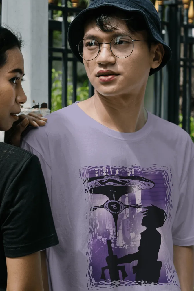 Sci Fi Anime Printed Oversized T-shirt for Men