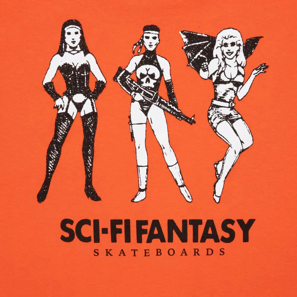 Sci-Fi Fantasy 'Macho Girls' T-Shirt (Orange)