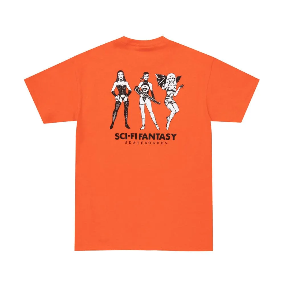 Sci-Fi Fantasy 'Macho Girls' T-Shirt (Orange)