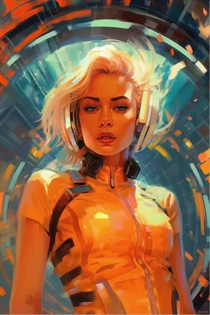 Scifi Girl 5 -  Space Girls Series Sci-fi Poster - Portrait - 12x18, 20x30, 24x36 - Museum Grade Matte Paper - by Nyobium