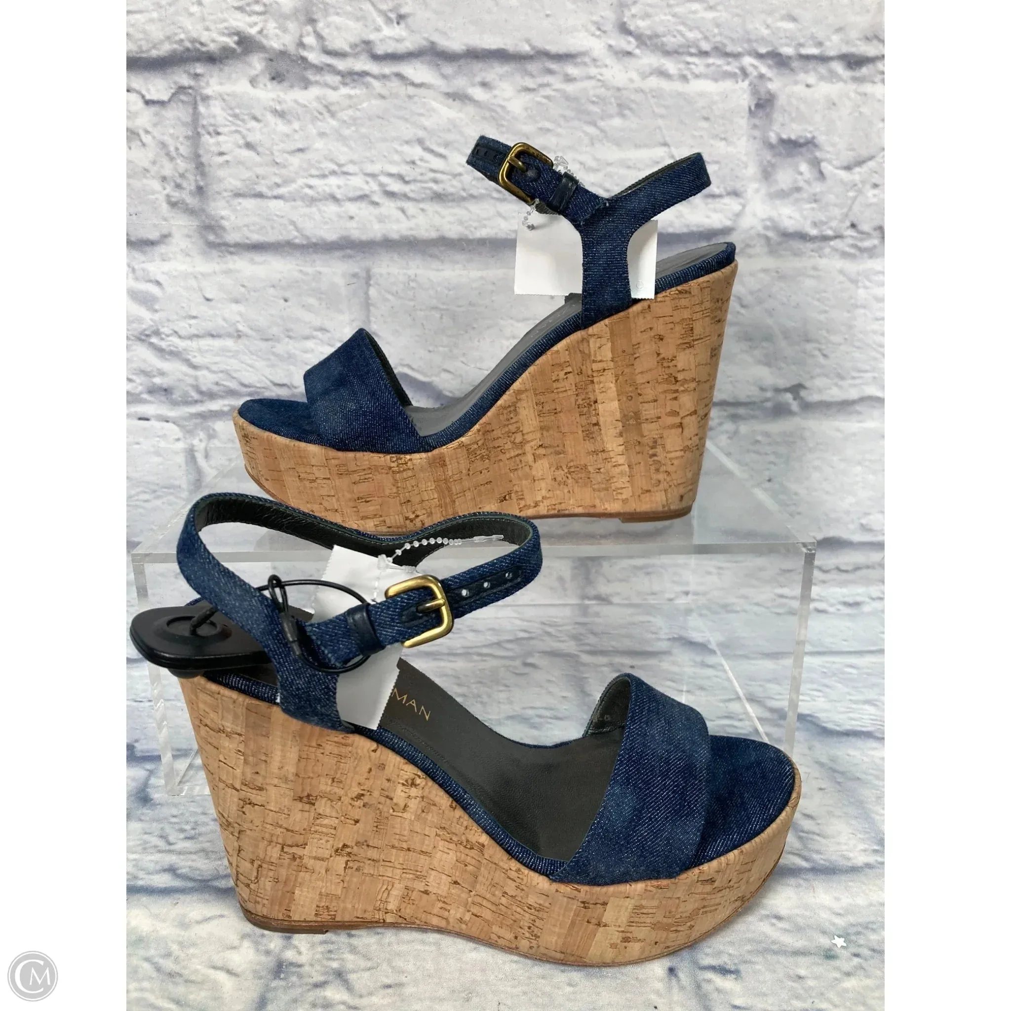 Sandals Designer By Stuart Weitzman In Blue & Brown, Size: 9 Athletic