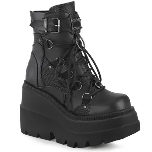 SHAKER-60 DemoniaCult Black Vegan Leather Sexy Women's Ankle Boots (Alternative Footwear)