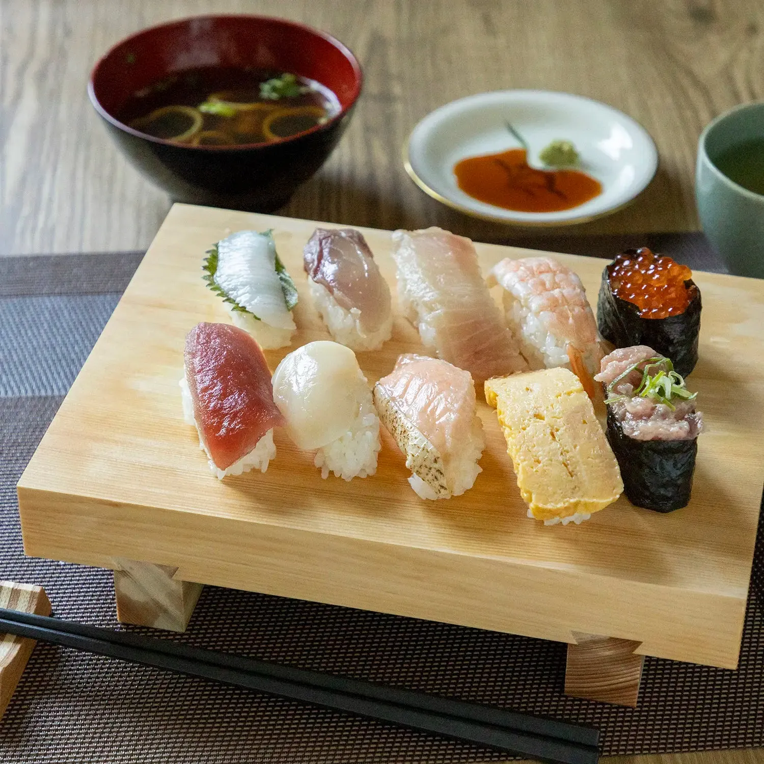 Shimojima Hinoki Cypress Wooden Sushi Geta Plate