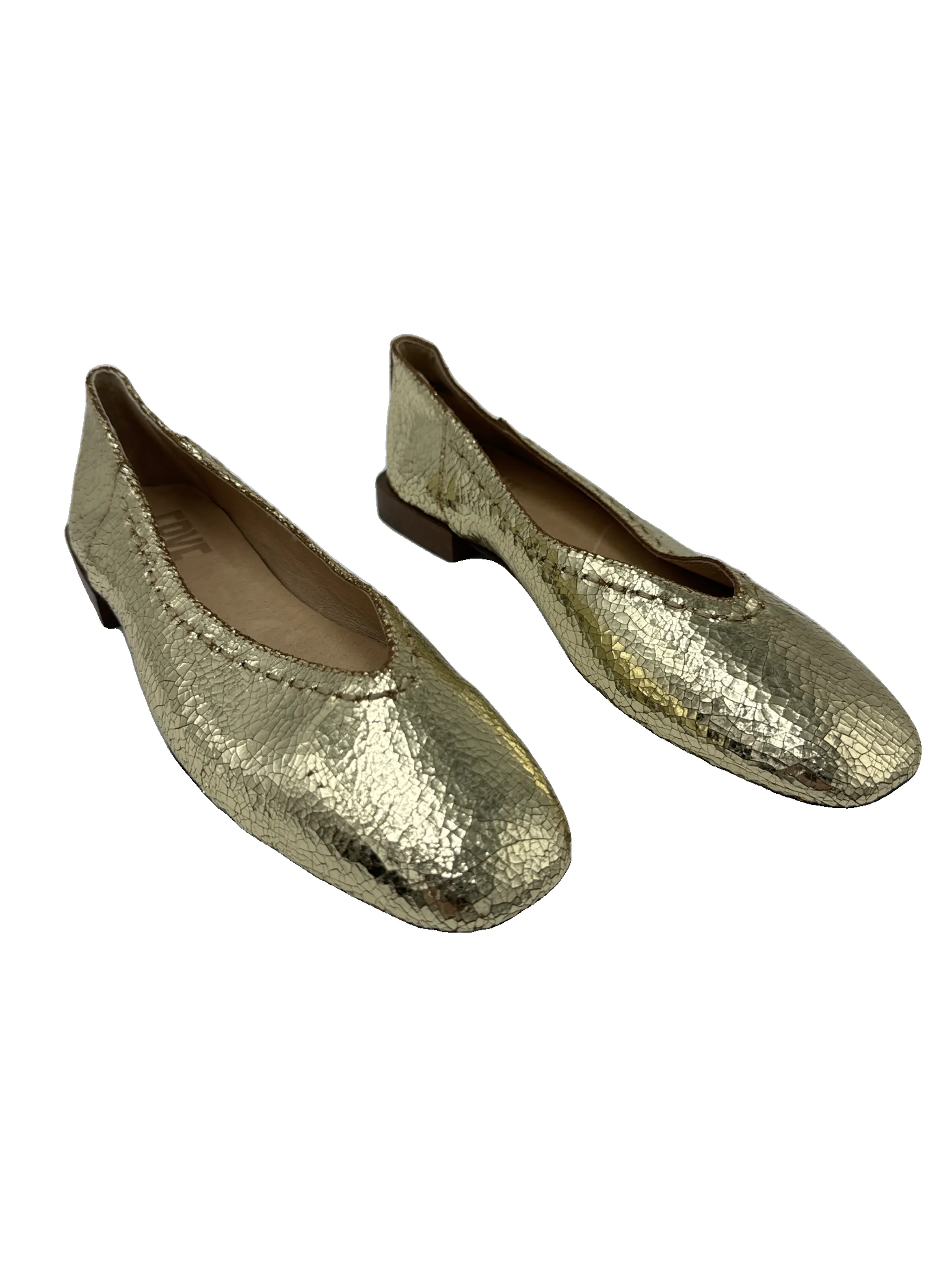 Contoured Footbed Shoes Designer By Frye In Gold, Size: 6