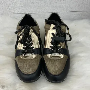 Flex grooves Hero Edge Shoes Designer By Michael Kors In Black & Gold, Size: 7.5