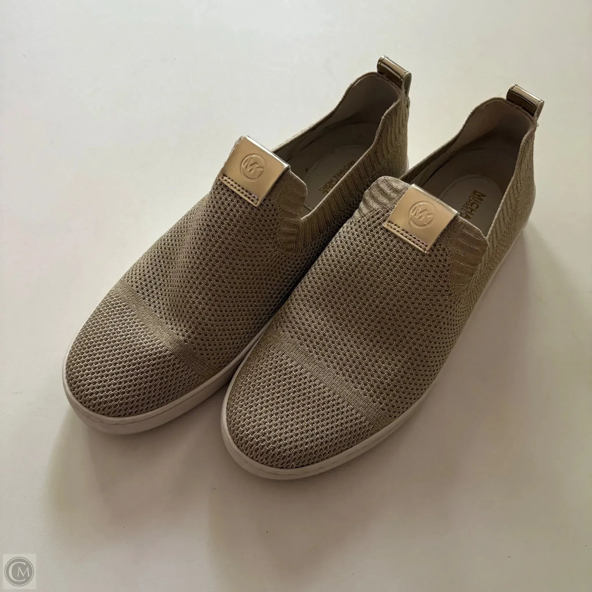 zipper Shoes Designer By Michael Kors In Gold, Size: 9.5