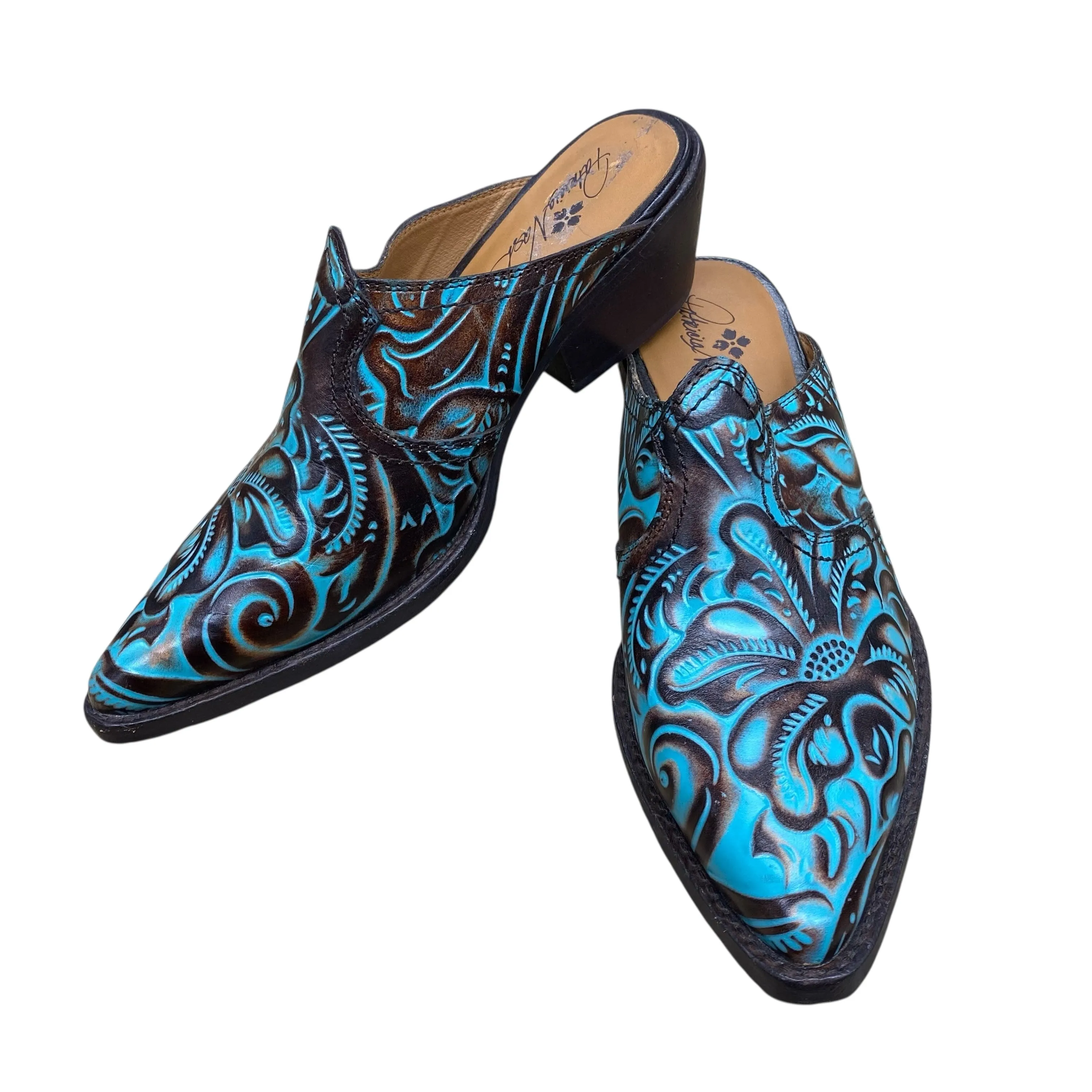 Cool Pop Stride Easy Shoes Designer By Patricia Nash In Blue & Brown, Size:8.5