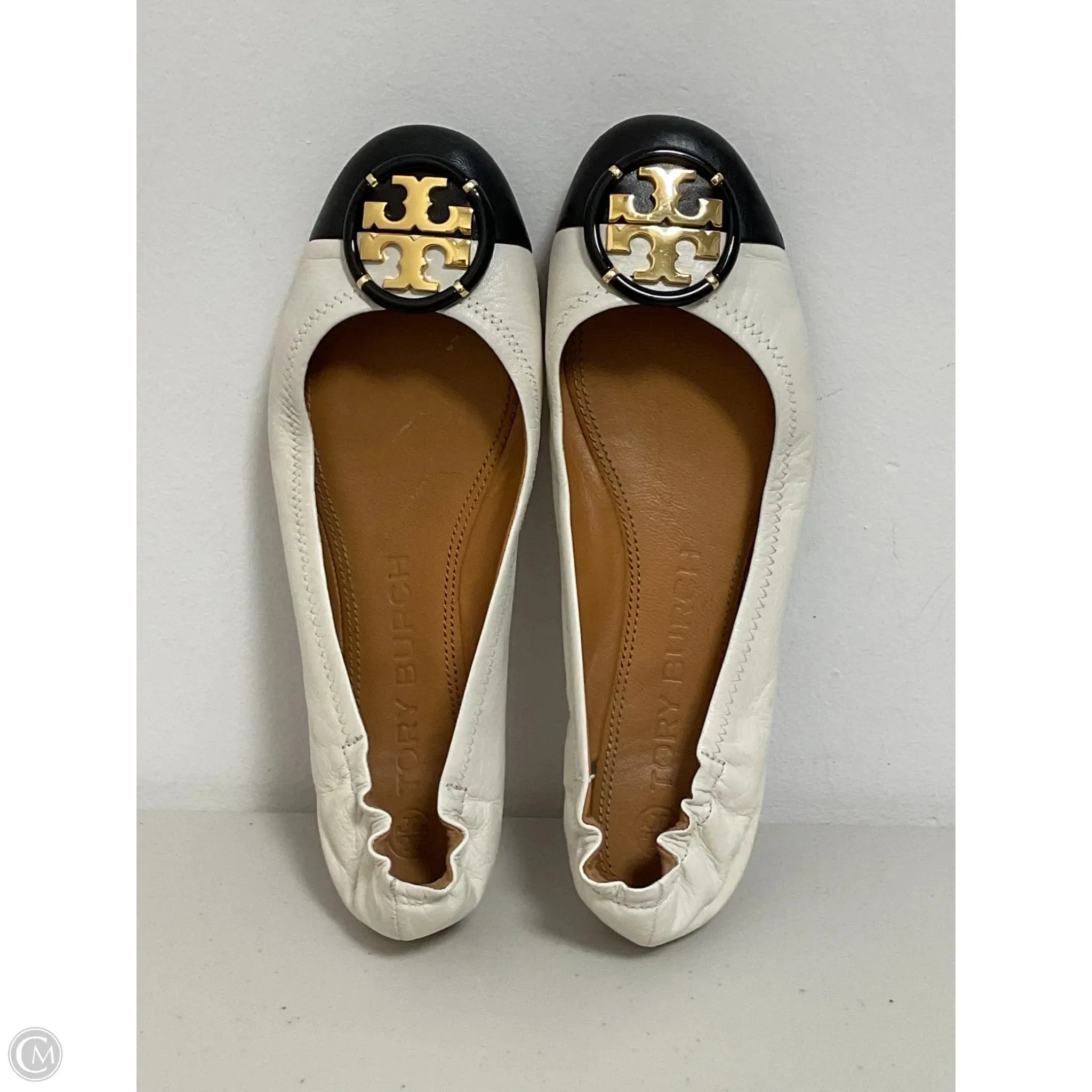 Joy Mood Moisture Wicking Lining Shoes Designer By Tory Burch In Black & Cream, Size: 7.5
