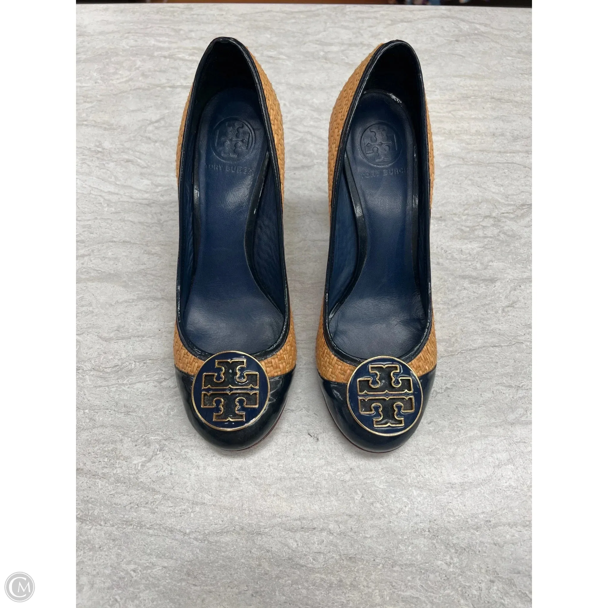 Feather Light Modern Commuters Shoes Designer By Tory Burch In Blue & Tan, Size: 8.5