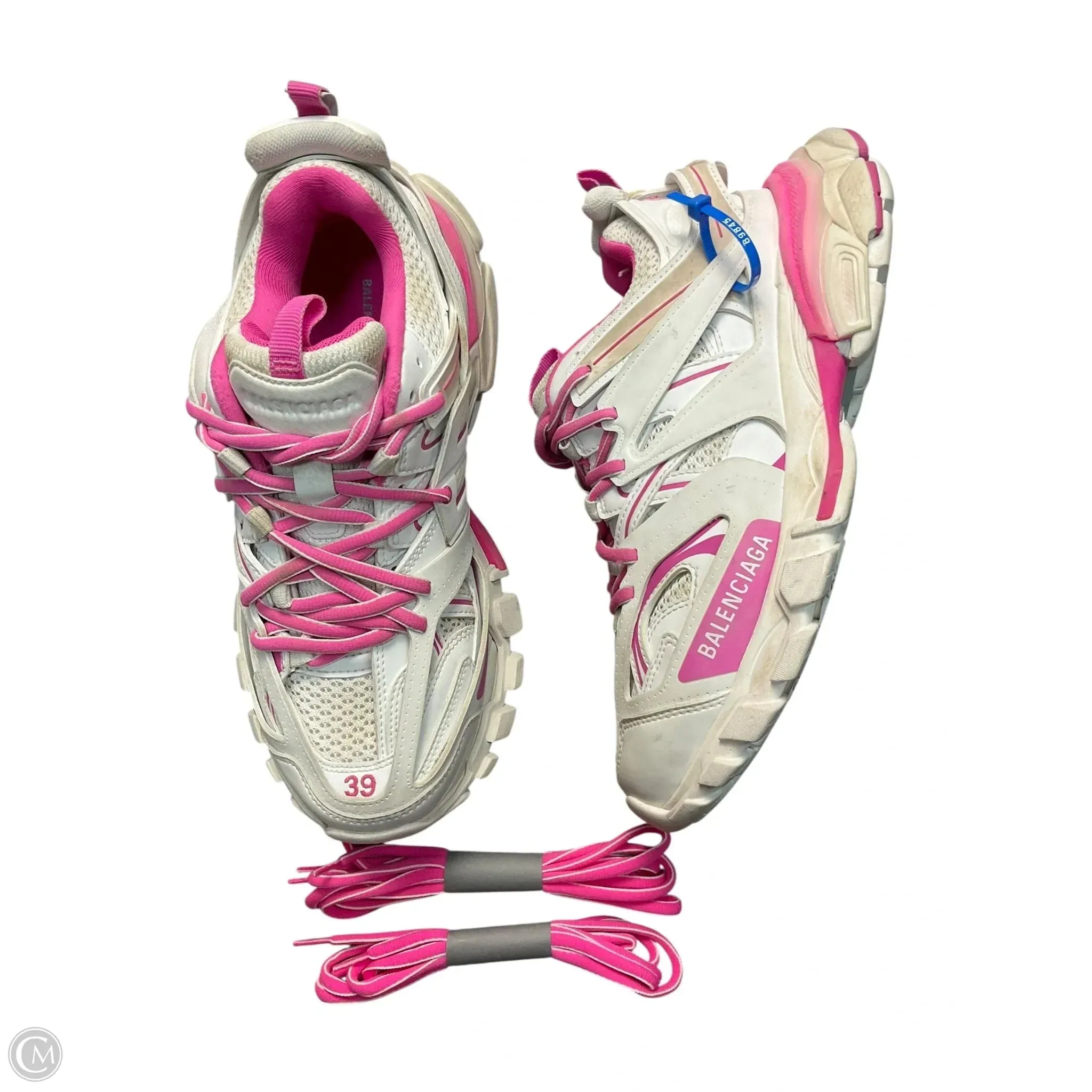 Low Top Matte Edge Shoes Luxury Designer By Balenciaga In Pink & White, Size: 9