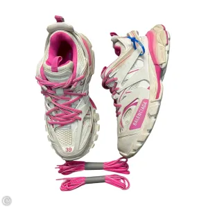 Low Top Matte Edge Shoes Luxury Designer By Balenciaga In Pink & White, Size: 9