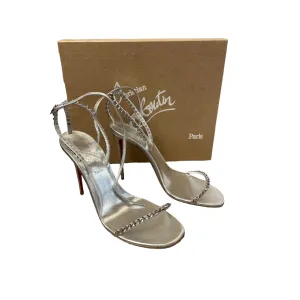 Shoes Luxury Designer By Christian Louboutin In Silver, Size: 11 Everywhere Fit