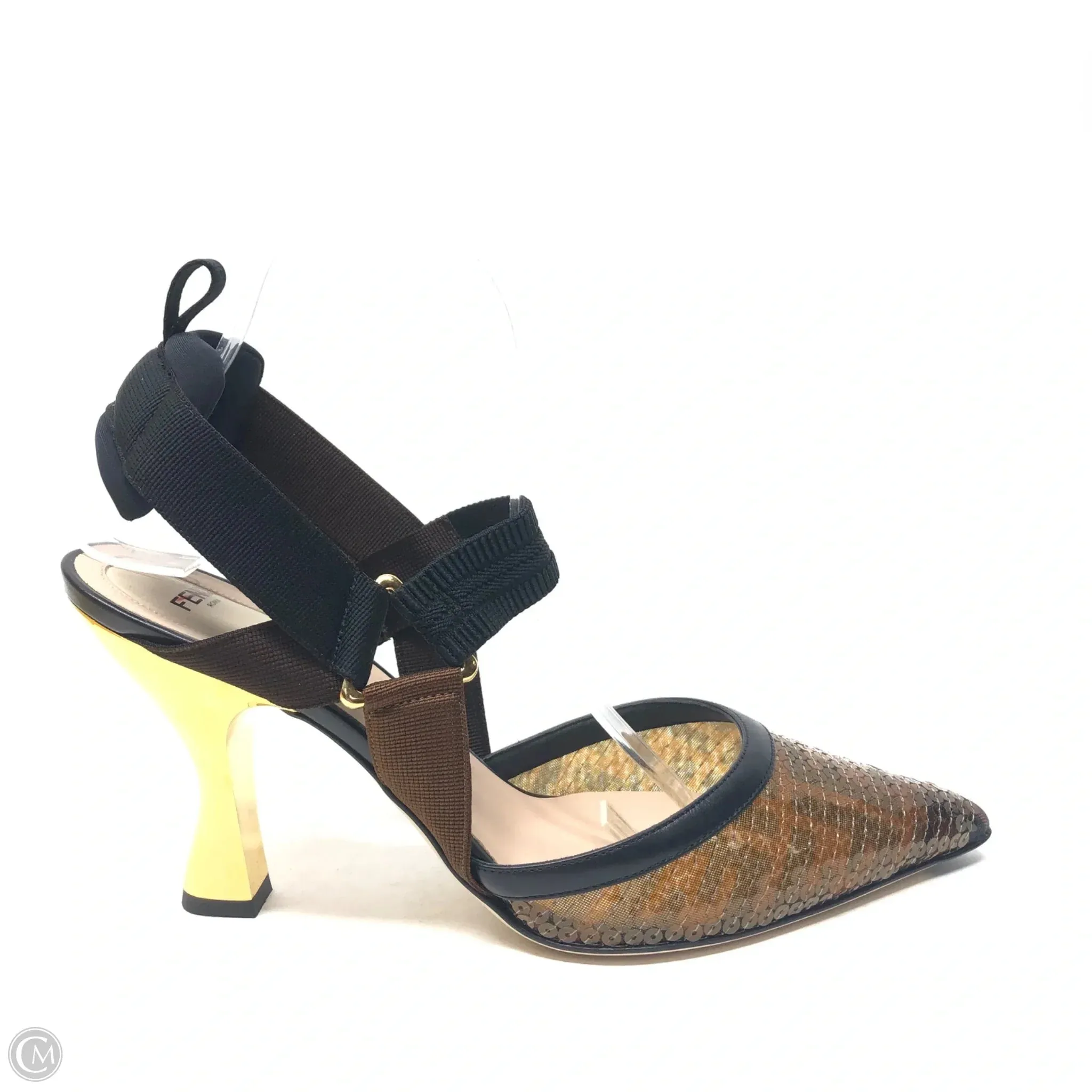 Greek Ease Shoes Luxury Designer By Fendi In Black & Brown, Size: 10.5