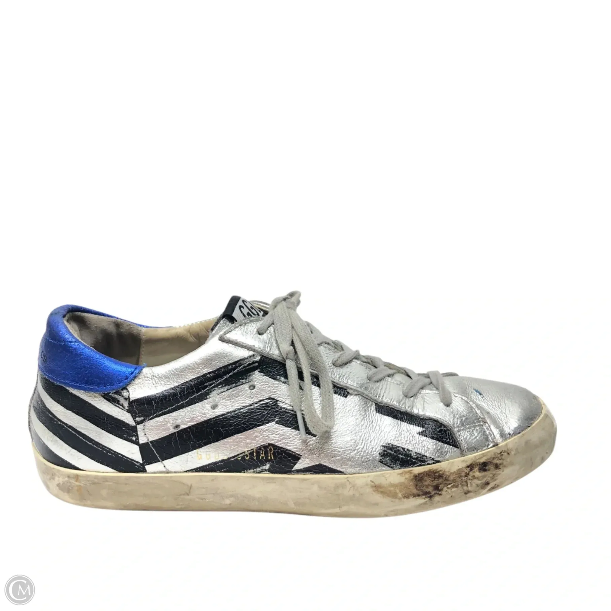Ventilated Design Shoes Luxury Designer By Golden Goose In Silver, Size: 8.5