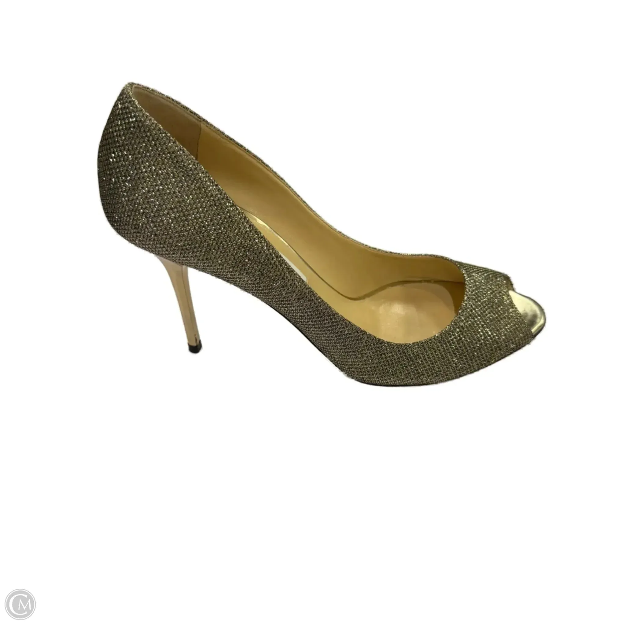 High Rebound Midsole Foam Shoes Luxury Designer By Jimmy Choo In Gold, Size: 10