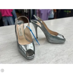 Padded Comfort Wellness Seekers Quick Dry Technology Shoes Luxury Designer By Jimmy Choo In Silver, Size: 8.5