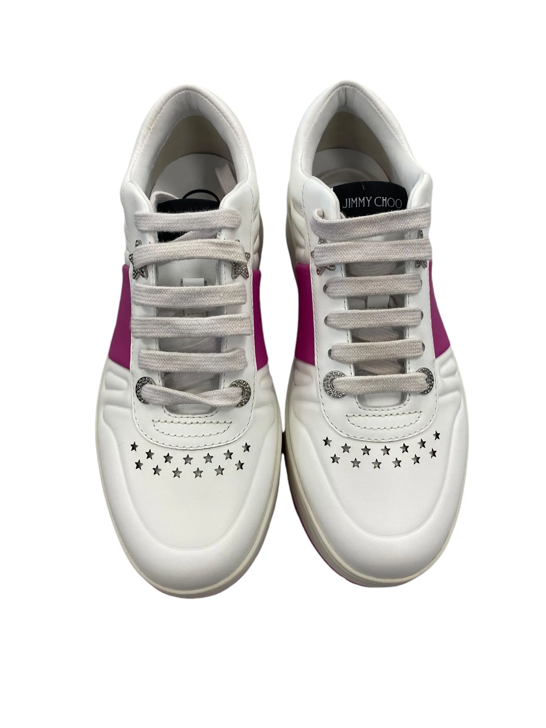 Low Profile Weekend Trip Compression Molded Midsole Shoes Luxury Designer By Jimmy Choo In White, Size: 6