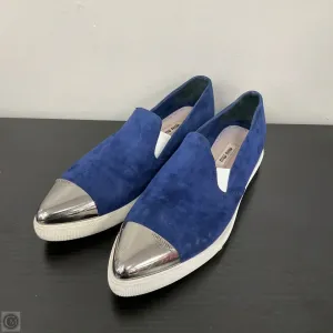 Hot Day Firm Edge Shoes Luxury Designer By Miu Miu In Blue & Silver, Size: 6.5