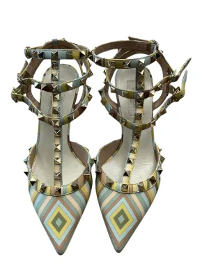 Denim Cool Pressure Relief Insoles Shoes Luxury Designer By Valentino-garavani In Multi-colored, Size: 7