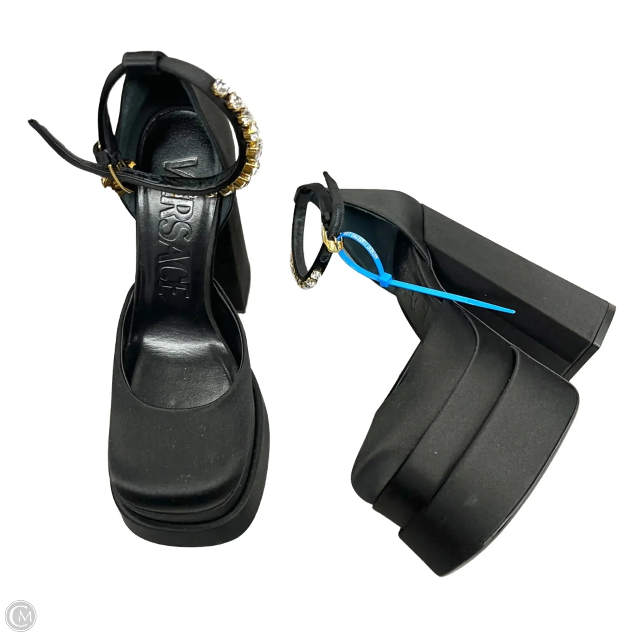 Stability Heel Counter Best Seller Shoes Luxury Designer By Versace In Black, Size: 5.5