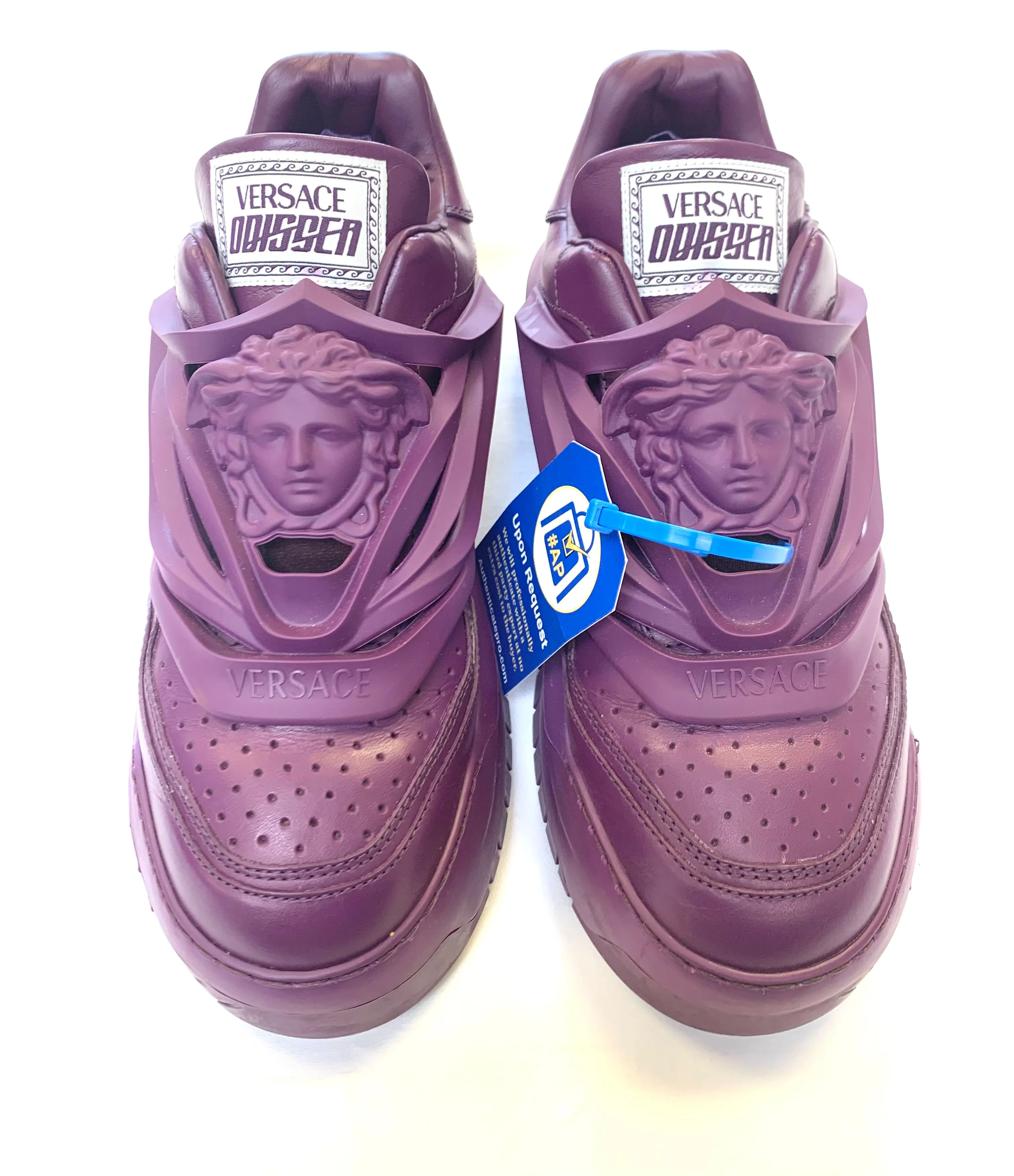 Dark Edge Shoes Luxury Designer By Versace In Purple, Size: 12