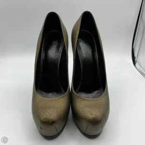 Luggage Fit Shoes Luxury Designer By Yves Saint Laurent In Bronze, Size: 7
