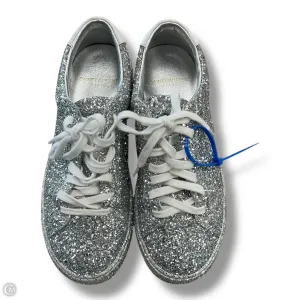 Shoes Luxury Designer By Yves Saint Laurent In Silver, Size: 5.5 All Comfort