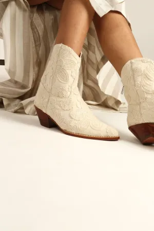 SHORT CREAM ACE EMBROIDERED BOOTS NADY