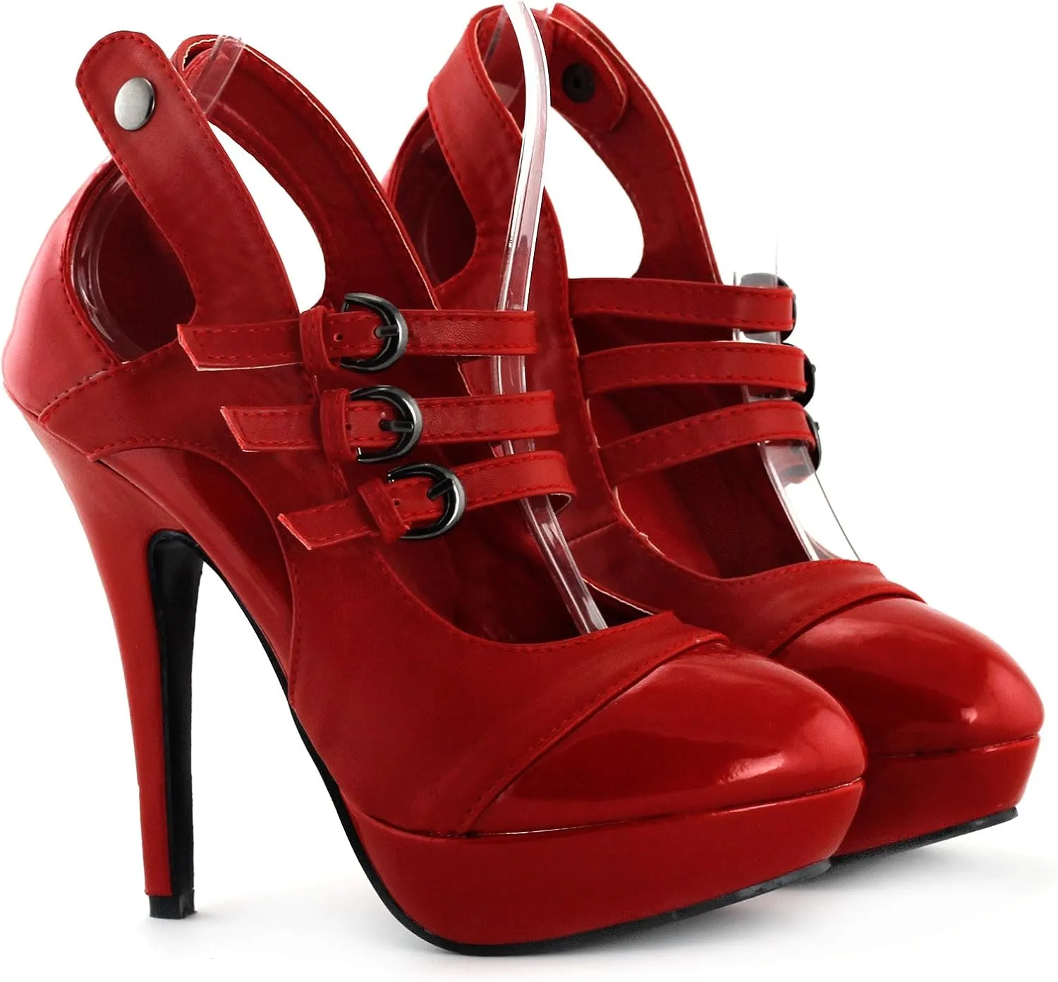 SHOW STORY Designer Buckle Ankle Straps Platform High Heel Shoes,LF30464