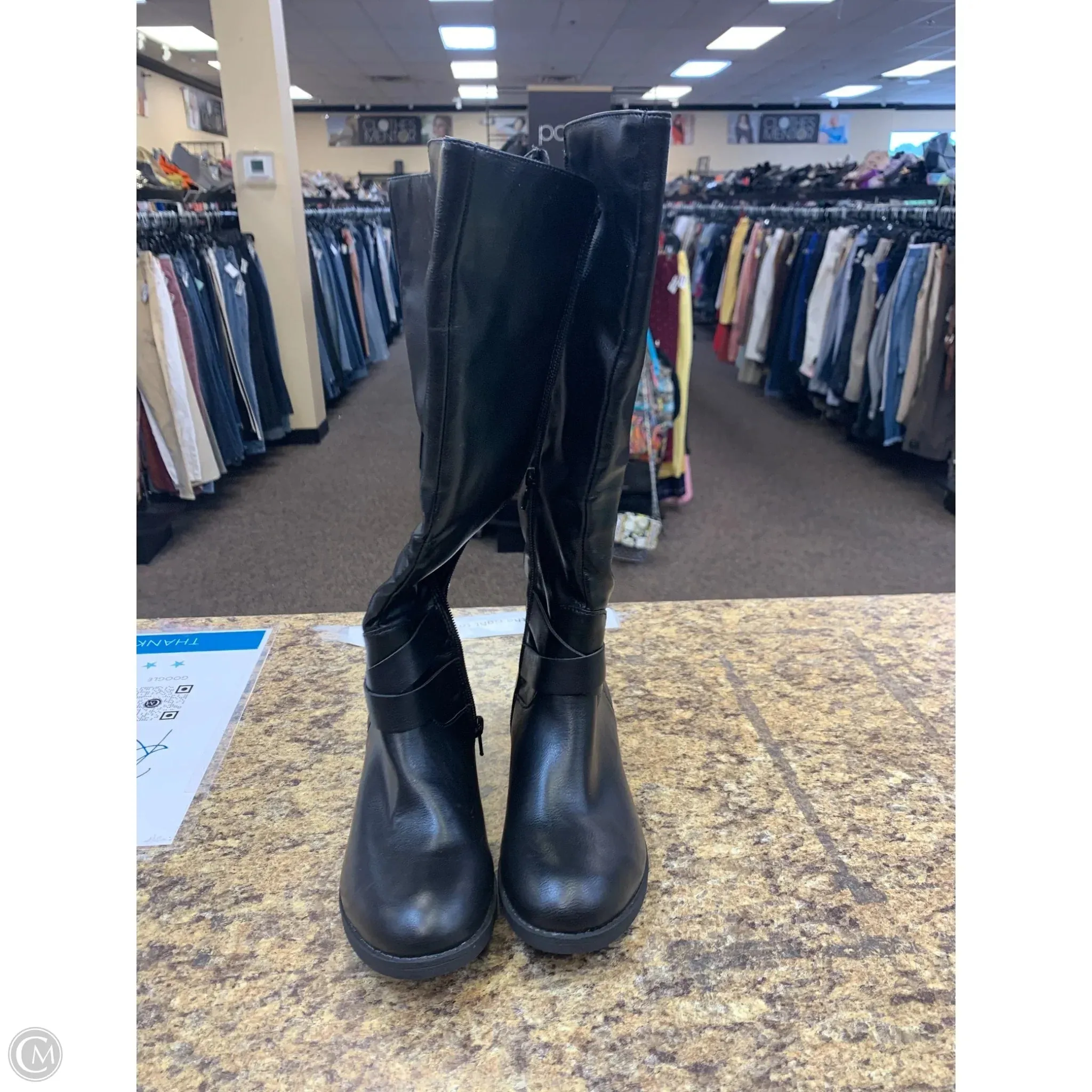 Boots Knee Flats By Style And Company In Black, Size: 6.5 Slip Resistant Work Commute Supportive