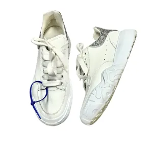 Silver & White Shoes Luxury Designer By Alexander Mcqueen, Size: 9 Padded Comfort Cold Weather